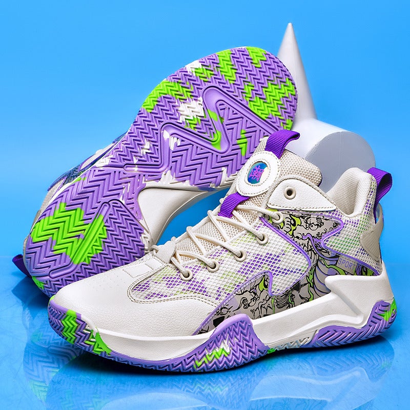 2023 Mesh Breathable Mesh Shoes Non-Slip High-Top Couple'S Sneaker Medium And Large Children'S Basketball Shoes - Image 3