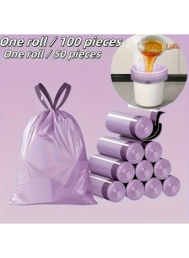 Purple Trash Bags 50 Pack Thick Leak Proof Tear Resistant For Kitchen Bathroom - Image 2