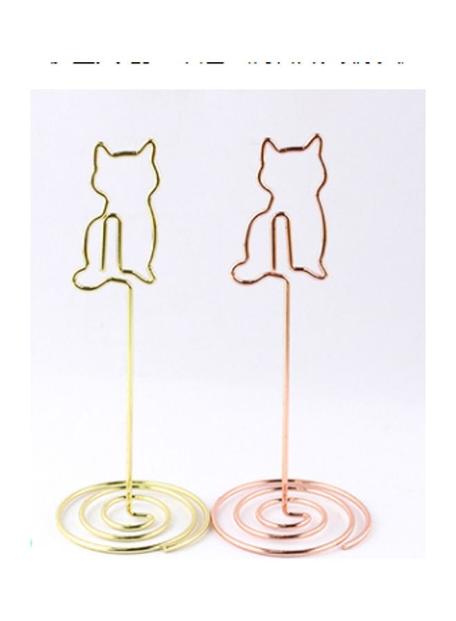 NIBEMINENT 2-Piece Cartoon Desktop Business Card Holder Gold/Pink 