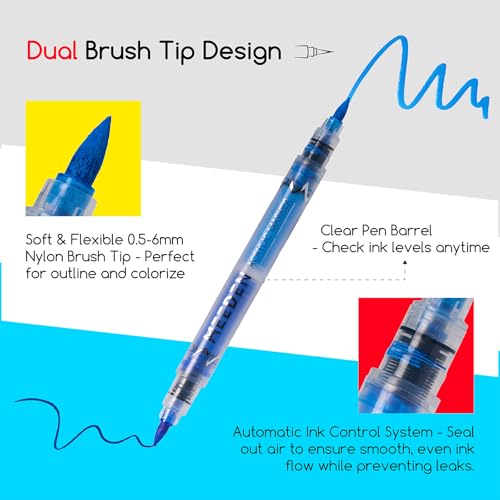 MEEDEN Acrylic Paint Markers Dual Tip: 120 Colors/60 Pcs Brush Tip Acrylic Marker with Automatic Ink Control for Art Supplies - Quick Dry Paint Pens for Rock, Wood, Glass, Easter Basket Stuffers - Image 4