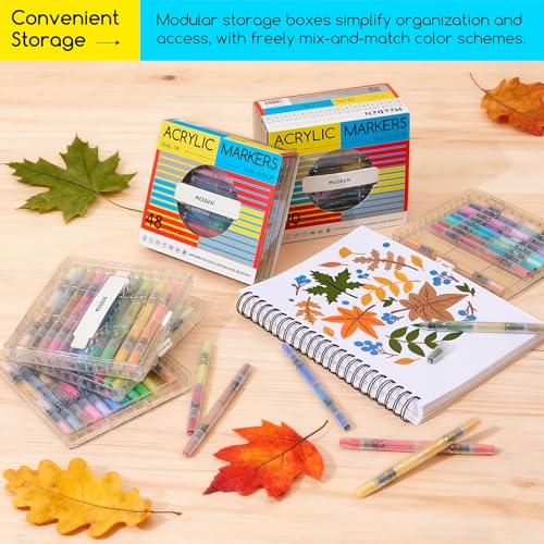 MEEDEN Acrylic Paint Markers Dual Tip: 120 Colors/60 Pcs Brush Tip Acrylic Marker with Automatic Ink Control for Art Supplies - Quick Dry Paint Pens for Rock, Wood, Glass, Easter Basket Stuffers - Image 5