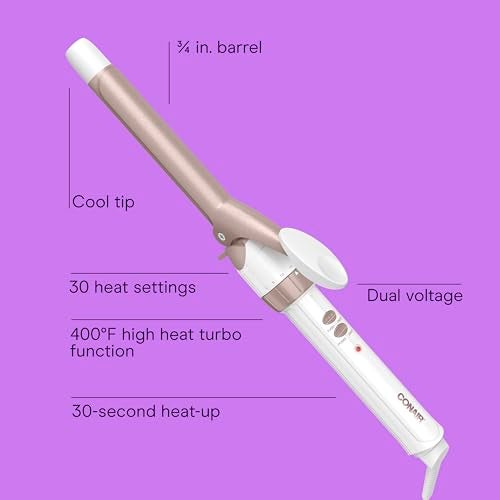 Conair Double Ceramic 3/4-Inch Curling Iron, ¾-Inch Barrel Creates Tight Curls, Hair Curler for Use on Short, Medium, and Long Hair, White - Image 2