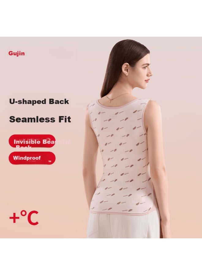 Gujin Women's Thermal Vest With Lift And Fixed Cup, Bra-free, White Duck Down Patch, Autumn And Winter Warm Innerwear - Image 4