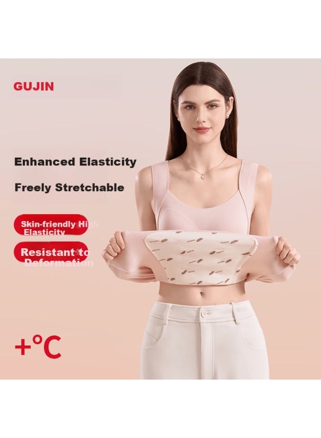 Gujin Women's Thermal Vest With Lift And Fixed Cup, Bra-free, White Duck Down Patch, Autumn And Winter Warm Innerwear - Image 3