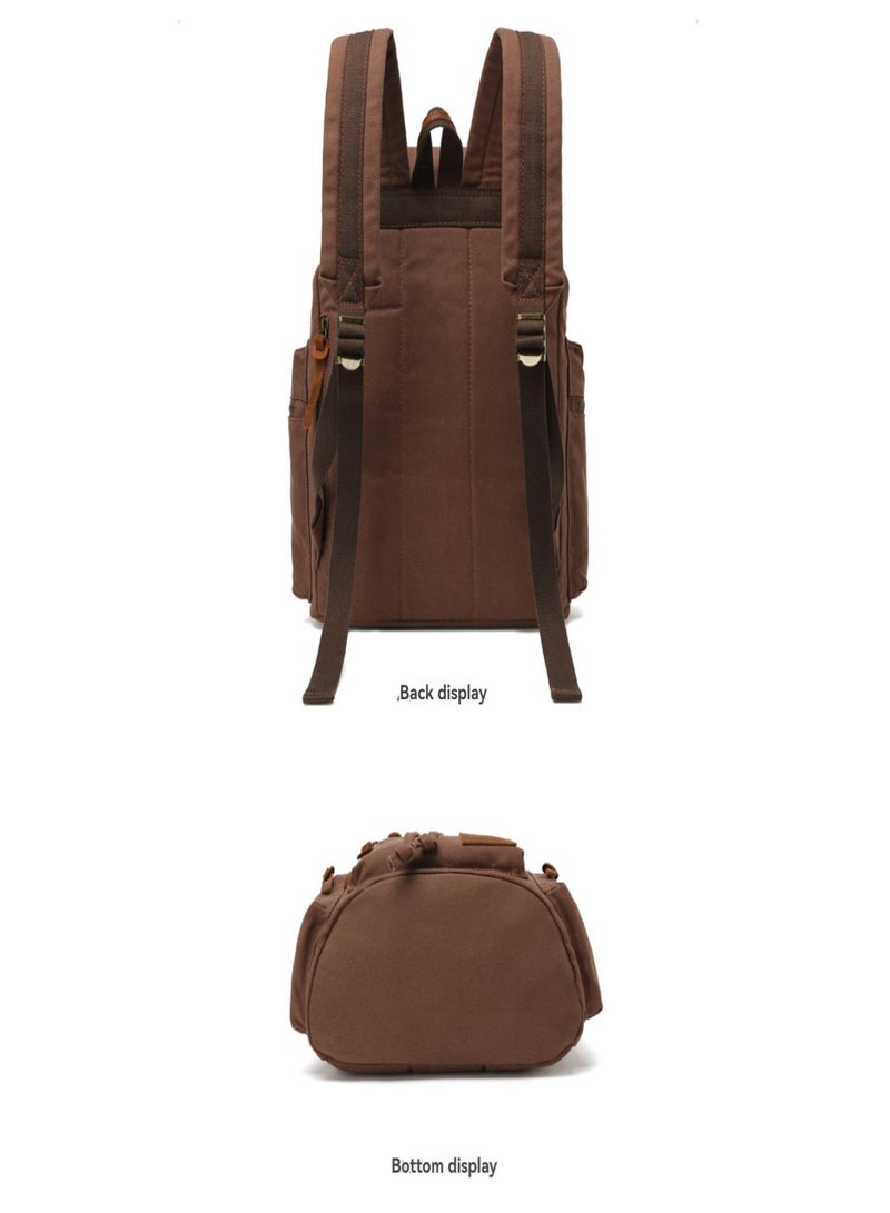 High Capacity Canvas Vintage Backpack - for School Travel 12-15" Laptop Backapcks for Men Casual Daypacks Rucksack - Image 5