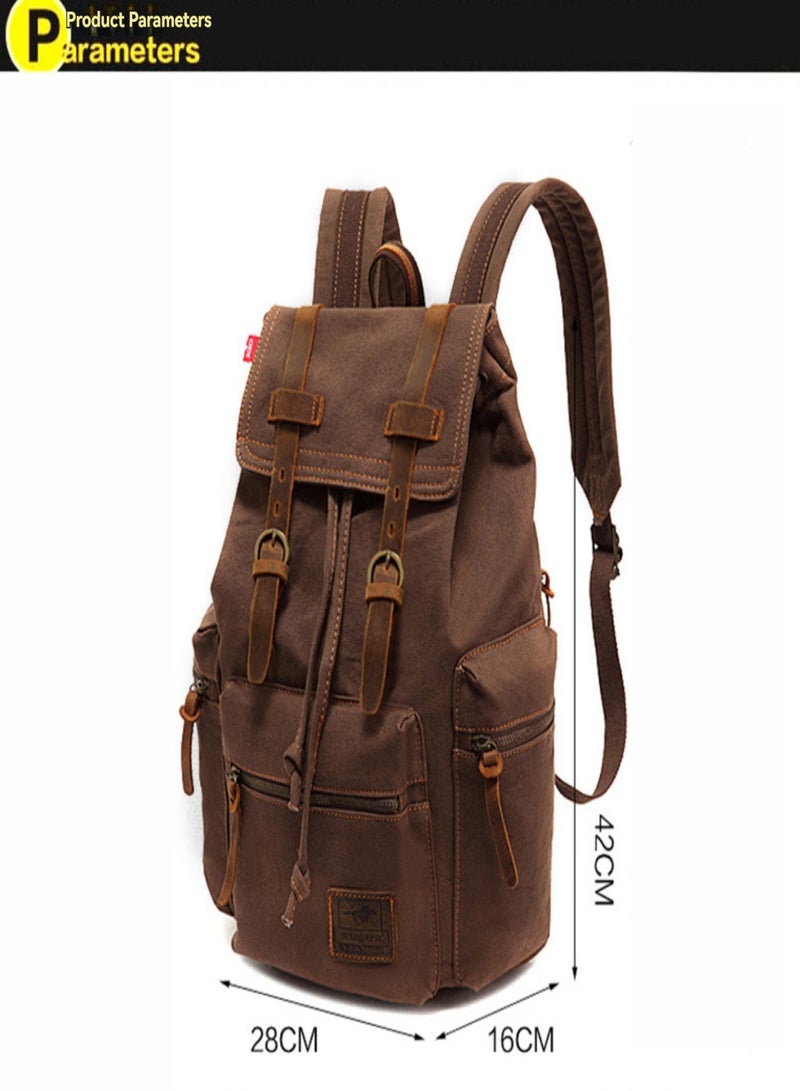 High Capacity Canvas Vintage Backpack - for School Travel 12-15" Laptop Backapcks for Men Casual Daypacks Rucksack - Image 4