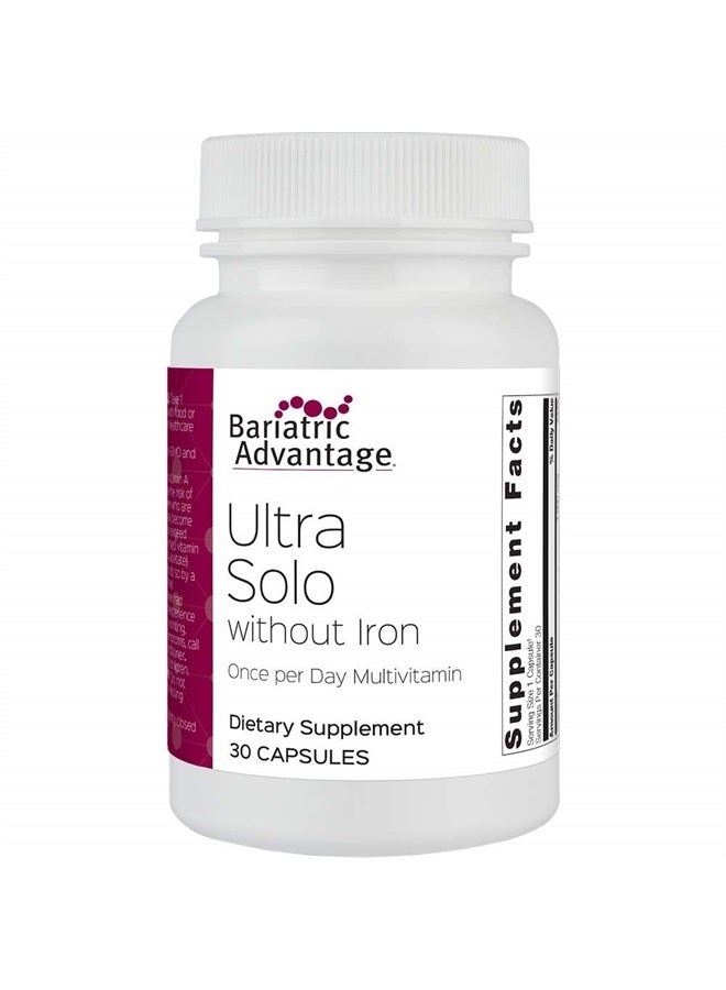Bariatric Advantage ألترا سولو بدون حديد - فيتامينات متعددة يومية لمرضى جراحة تحويل المعدة واستئصال المعدة بالمنظار، تشمل فيتامين ب12، ج، د، ك، ثيامين ونحاس - 30 حبة - Image 1