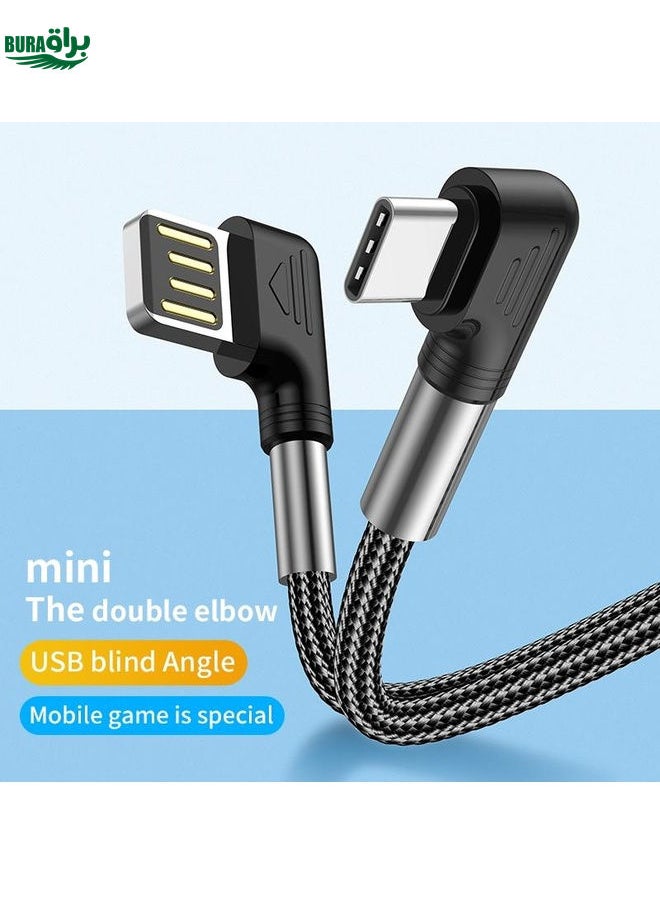 BURAQ 3A USB to USB-C/Type-C Double Elbow Charging Cable(0.5m)  - Image 4