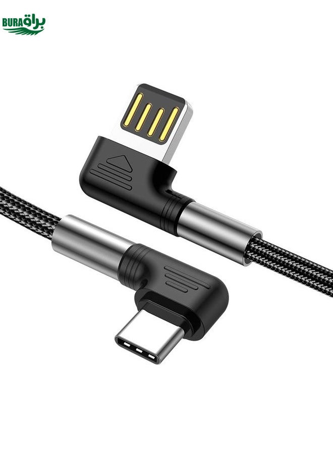 BURAQ 3A USB to USB-C/Type-C Double Elbow Charging Cable(0.5m)  - Image 2