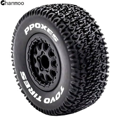 Chanmoo 1/10 RC Short Course Truck Wheels and Tires with 12mm Hex 1:10 Scale Off Road Tyres for 1/10 RC Off-Road Car Traxxas TRX4 Slash Arrma Losi Tenacity Vkar 10sc Hpi RC Buggy Car 4PCS (A Tires) - Image 5