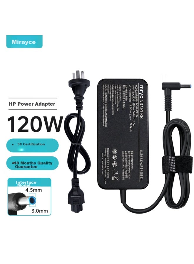 Mryc Hp Laptop Charger, 19.5v6.15a 120w Universal, Compatible With Hp Envy17/lightsaber/dark Shadow Elf 2/omen Computers, Power Adapter Cable With Blue Port And Pi - Image 1