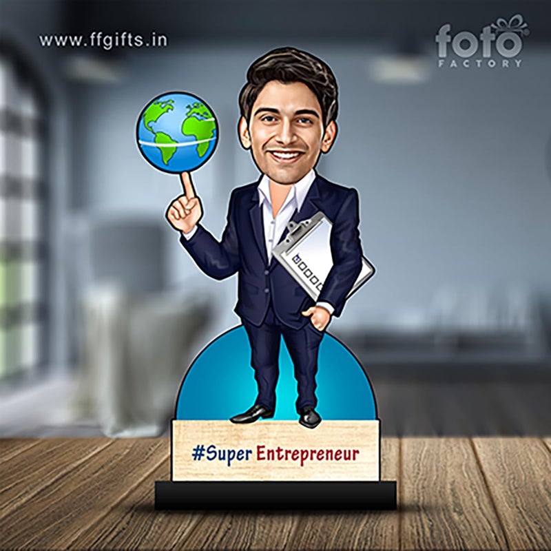 foto FACTORY هدايا كاريكاتورية مخصصة لرجل الأعمال الرائد (خشبية 8 بوصة × 5 بوصة) CA0268 - Image 2