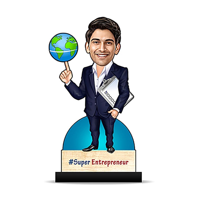 foto FACTORY هدايا كاريكاتورية مخصصة لرجل الأعمال الرائد (خشبية 8 بوصة × 5 بوصة) CA0268 - Image 1