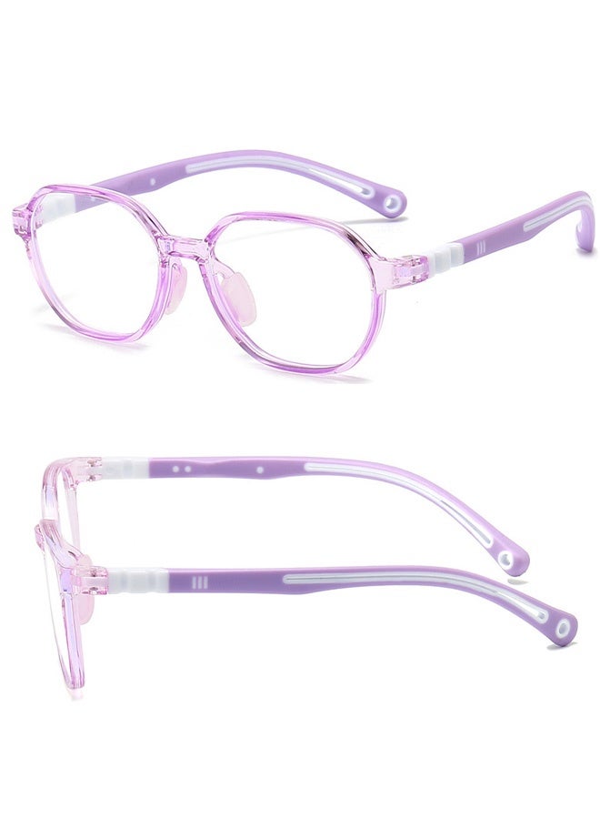 نظارات أطفال أرجوانية تحجب الضوء الأزرق مع حافظة نظارات مضادة لإجهاد العين حماية UV400 نظارات ألعاب الكمبيوتر مع إطار TR90 خفيف الوزن للأولاد والبنات من سن 3 إلى 12 سنة دروس عبر الإنترنت وقت استخدام الجهاز اللوحي أنشطة خارجية - Image 2