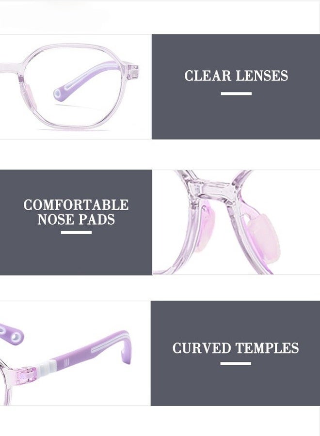 نظارات أطفال أرجوانية تحجب الضوء الأزرق مع حافظة نظارات مضادة لإجهاد العين حماية UV400 نظارات ألعاب الكمبيوتر مع إطار TR90 خفيف الوزن للأولاد والبنات من سن 3 إلى 12 سنة دروس عبر الإنترنت وقت استخدام الجهاز اللوحي أنشطة خارجية - Image 3