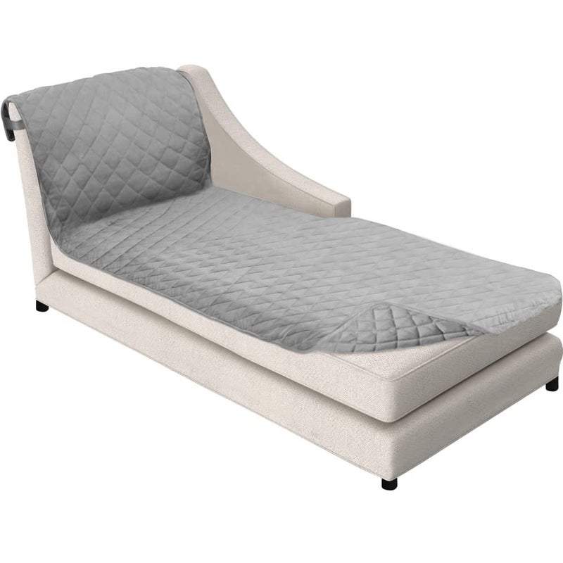 غطاء أريكة شيلد مع واقي وسادة بحزام مسجل قابل للعكس مقاوم للبقع وتمزق الكلاب غطاء مخدد من الألياف الدقيقة 102x34 بوصة قابل للغسل للكلاب والحيوانات الأليفة رمادي فاتح