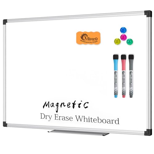 XBoard Magnetic Dry Erase Whiteboard 24 x 18 Inch, Double Sided White Board for Wall with Marker Tray | Silver Aluminum Frame Presentation Board for Home Office Classroom - Image 1