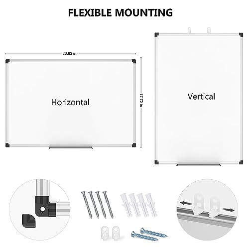 XBoard Magnetic Dry Erase Whiteboard 24 x 18 Inch, Double Sided White Board for Wall with Marker Tray | Silver Aluminum Frame Presentation Board for Home Office Classroom - Image 4