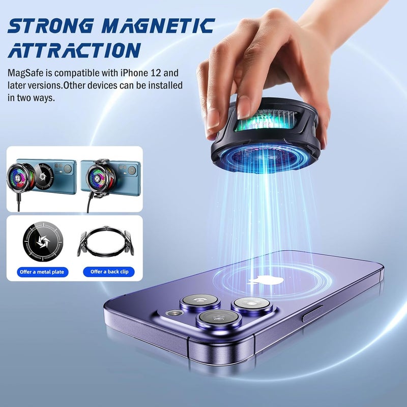 Magnetic Phone Cooler 55g Compact High-Performance Semiconductor Cooling - 35dB Ultra-Quiet Operation 3-In-1 Design for Mobile Gaming, Live Streaming, Vlogging - Image 4
