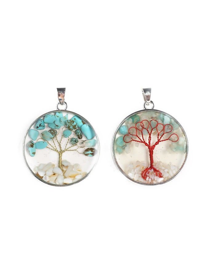 Zotoone 5pcs Natural Stone Crystal Tree of Life Healing Pendant Garnet Amethyst Chakra Chips Round Wire Winding Charms for Making DIY Necklace Jewelry, Stone, goldstone - Image 3