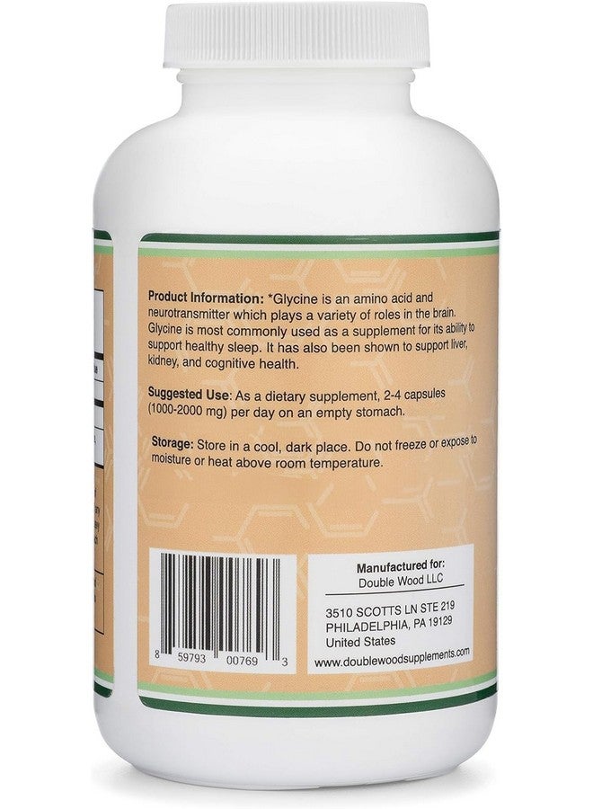 مكمل الجليسين - مسحوق الجليسين بتركيز 1000 ملغ لكل حصة (300 كبسولة) حمض أميني مُريح (جليسينا) (مُختبر من قِبل جهة خارجية، خالٍ من الغلوتين، وغير مُعدل وراثيًا) من شركة دبل وود - Image 3