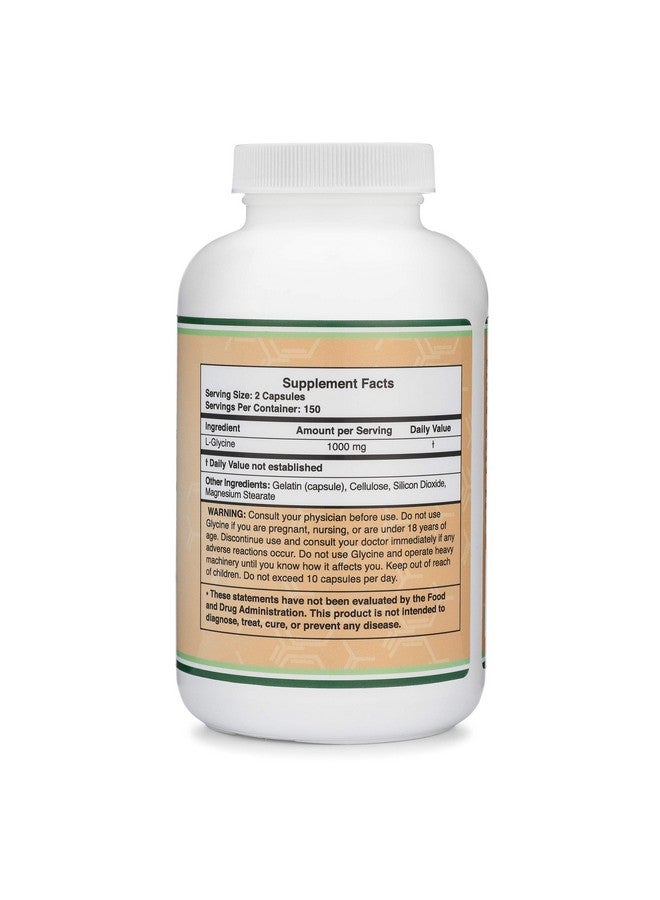 مكمل الجليسين - مسحوق الجليسين بتركيز 1000 ملغ لكل حصة (300 كبسولة) حمض أميني مُريح (جليسينا) (مُختبر من قِبل جهة خارجية، خالٍ من الغلوتين، وغير مُعدل وراثيًا) من شركة دبل وود - Image 2