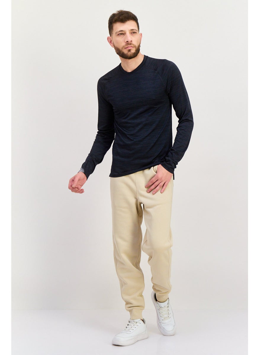 Champion Men Sportswear Fit Long Sleeves Stripe Outdoor T-Shirt, Black  - Image 4