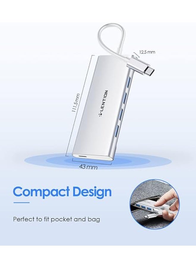 Lention LENTION USB C Hub with 4 USB 3.0 & Type C Charging Compatible 2023-2016 MacBook Pro, New Mac Air, New Surface, Chromebook, More, Stable Driver Certified Type C Multiport Adapter (CB-C31, Silver)  - Image 3