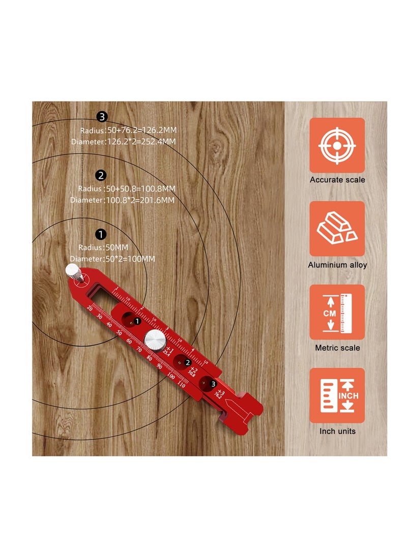 Generic - Adjustable Woodworking Compass Scriber with Dual-Scale Ruler for Accurate Marking and Drawing, 164mm Aluminum Alloy Gauge for Carpenters - Image 1