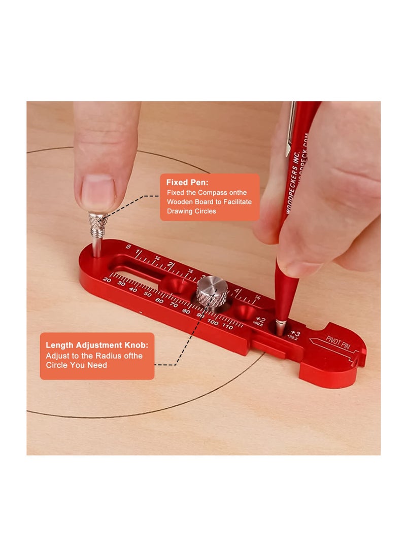 Generic - Adjustable Woodworking Compass Scriber with Dual-Scale Ruler for Accurate Marking and Drawing, 164mm Aluminum Alloy Gauge for Carpenters - Image 1