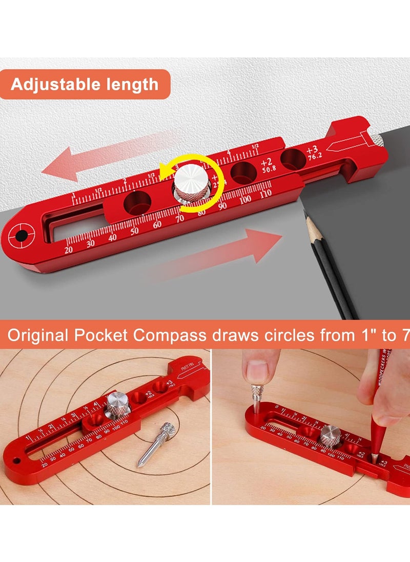 Generic - Adjustable Woodworking Compass Scriber with Dual-Scale Ruler for Accurate Marking and Drawing, 164mm Aluminum Alloy Gauge for Carpenters - Image 1