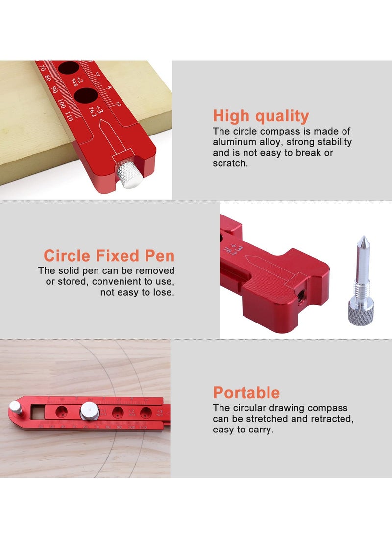 Generic - Adjustable Woodworking Compass Scriber with Dual-Scale Ruler for Accurate Marking and Drawing, 164mm Aluminum Alloy Gauge for Carpenters - Image 1