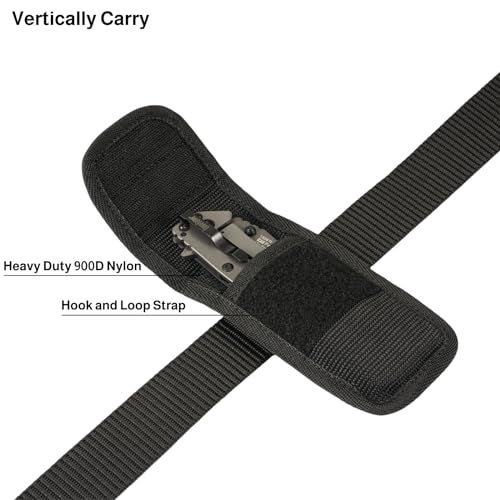 VEPKOIT Knife Sheath for Belt, Tactical Pocket Knife Holder, Outdoor Vertical or Horizontal Belt Knife Pouch, Multitool Sheath Nylon Case, Army Knife Pocket Clip - Image 3