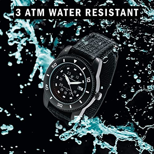 Smith & Wesson Men's Commando Watch with Glowing Hands, 3ATM, Precision Quartz, Black Nylon Wristband, Tactical Watch, Scratch Resistant, Christmas Gift, 45mm - Image 4