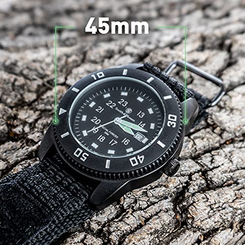 Smith & Wesson Men's Commando Watch with Glowing Hands, 3ATM, Precision Quartz, Black Nylon Wristband, Tactical Watch, Scratch Resistant, Christmas Gift, 45mm - Image 5