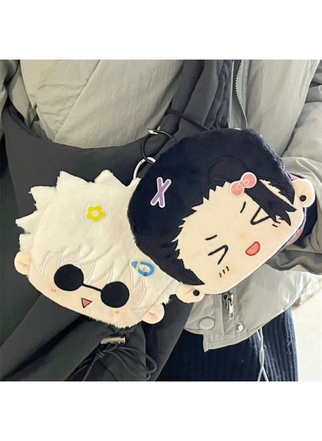 null - Spell Battle Doll Pendant Two-dimensional Animation Surrounding Five Wu Coin Purse Plush Toy Doll Xia Youjie-Specifications:Dog Roll Coin Purse 13cm0.05kg-Color:Spot Seconds Hair] - Image 1