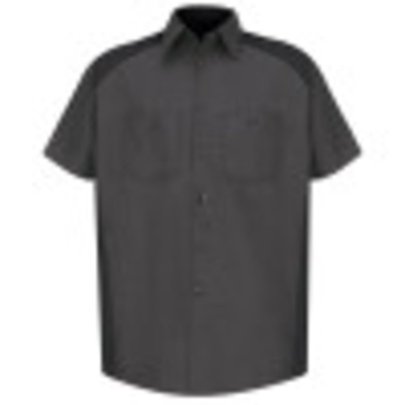 Red Kap Men's Standard Motorsports Shirt, Short Sleeve, Charcoal/Black, Large Tall - Image 3