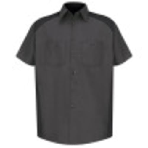 Red Kap Men's Standard Motorsports Shirt, Short Sleeve, Charcoal/Black, Large Tall - Image 1