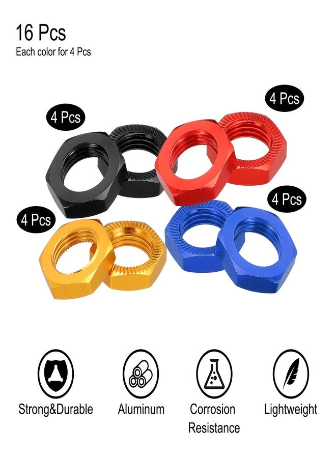 MECCANIXITY Aluminum 17mm x M12 RC Nut Pack of 16 (4 Colors) Hex Wheel Nuts for 1/8 RC Model Car Trucks Off Road Upgraded Parts - Image 3