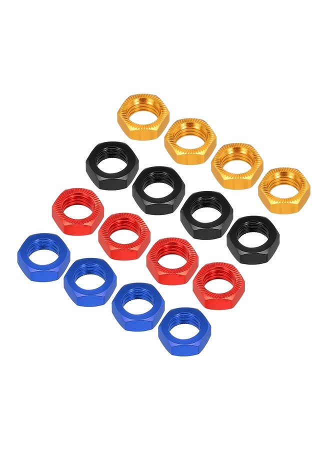 MECCANIXITY Aluminum 17mm x M12 RC Nut Pack of 16 (4 Colors) Hex Wheel Nuts for 1/8 RC Model Car Trucks Off Road Upgraded Parts - Image 1