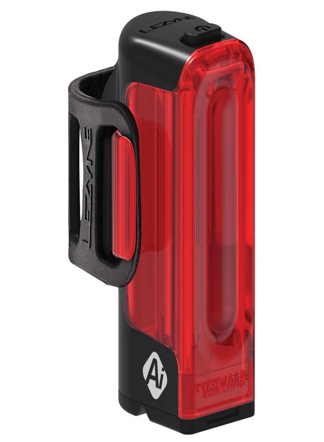 LEZYNE Strip Drive Pro Ai Alert 400+ Rear - Bicycle USB Rechargeable Durable Water-Resistant IPX7 White LED Tail Light w/ 2 Solid & 5 Flash Modes | Includes Silicone Rubber Mounting Strap | 400 Lumens - Image 1
