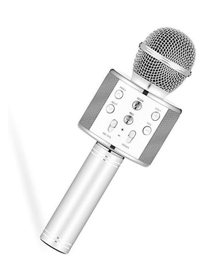 LIMITLESS Karaoke Wireless Microphone for Kids Toddler Microphone Mic Speaker Machine for Kids Party with LED Lights, Magic Sounds, Vocal Remover Compatible with iPhone, Android, iPad, PC (Silver)  - Image 1