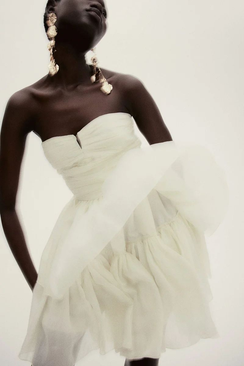 H&M Flared-skirt bandeau dress