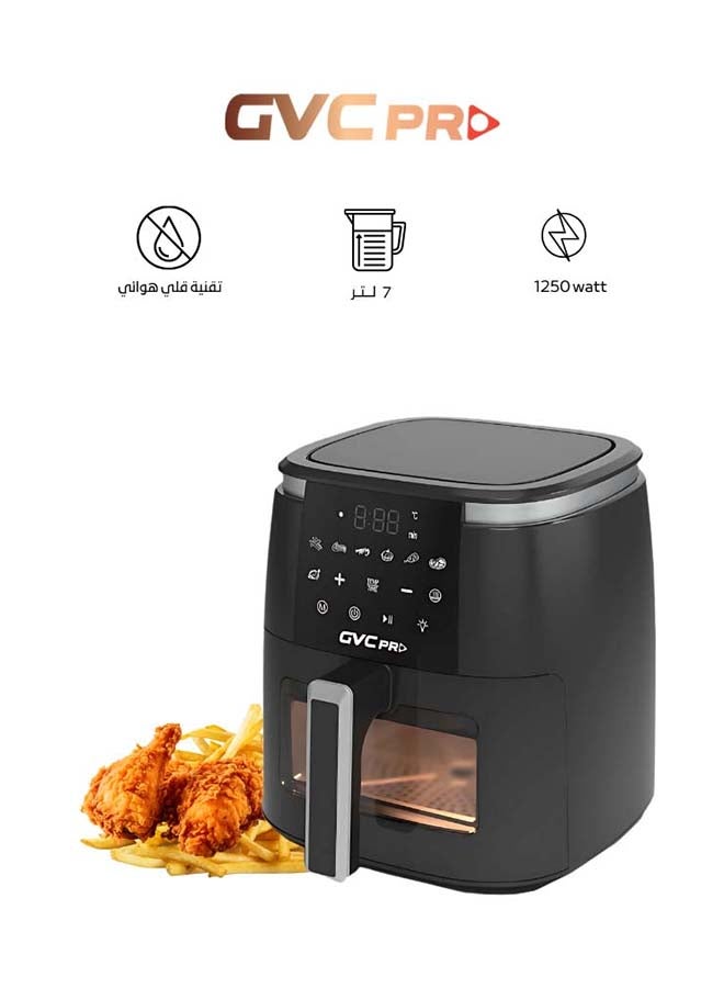gvc pro gvc_pro Electric Digital Air Fryer, 7L, 1500W, Model GVCAF-7011, Multi-Use for Rice, Chicken, Meat, Soups, and Baking, Healthy Cooking with Less Oil, Sleek Stainless Steel Design 7 L 1500 W GVCAF-7011 Black 7 L 1500 W GVCAF-7011 Black - Image 1