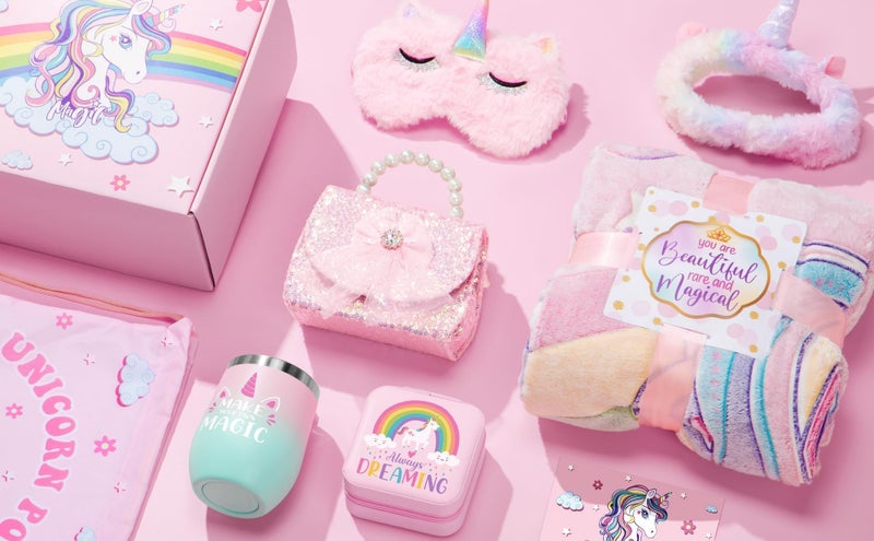 Trabuono Unicorn Gifts for Girls Age 4-6 7 8 9 10 Years Old, Birthday Easter Gifts with Glow in The Dark Blanket Purse, Girls Toys Age 6-8 8-10, Tween Girl Gifts Trendy Stuff Unicorn Toy for Daughter Niece - Image 4