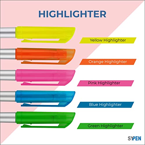 SyPen Stylus Ballpoint Pen with Highlighter Tips, 3 in 1 Combo Stylus for Touchscreens, Writing Pen and Highlighter, Black Ink, Pack of 5 - Image 4