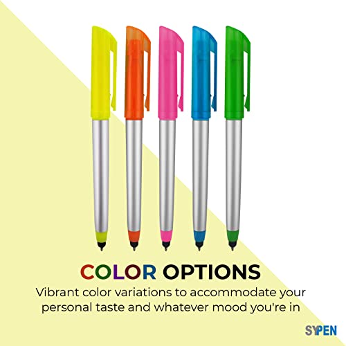SyPen Stylus Ballpoint Pen with Highlighter Tips, 3 in 1 Combo Stylus for Touchscreens, Writing Pen and Highlighter, Black Ink, Pack of 5 - Image 5