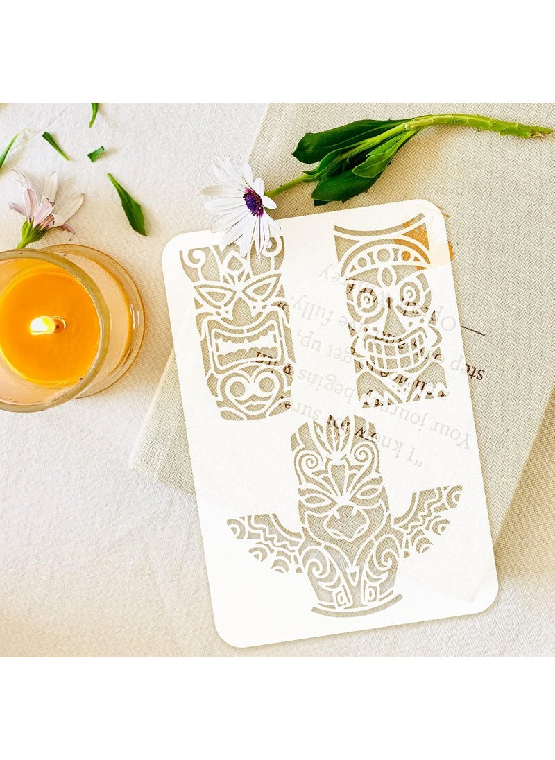 FINGERINSPIRE FINGERINSPIRE Totem Pole Stencil 8.3x11.7in Tiki Tribe Totems Face Template Indian Style Large Vintage Stencil for Wood Canvas Fabric Clothing DIY Crafts  - Image 3