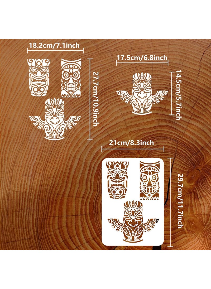 FINGERINSPIRE FINGERINSPIRE Totem Pole Stencil 8.3x11.7in Tiki Tribe Totems Face Template Indian Style Large Vintage Stencil for Wood Canvas Fabric Clothing DIY Crafts  - Image 2