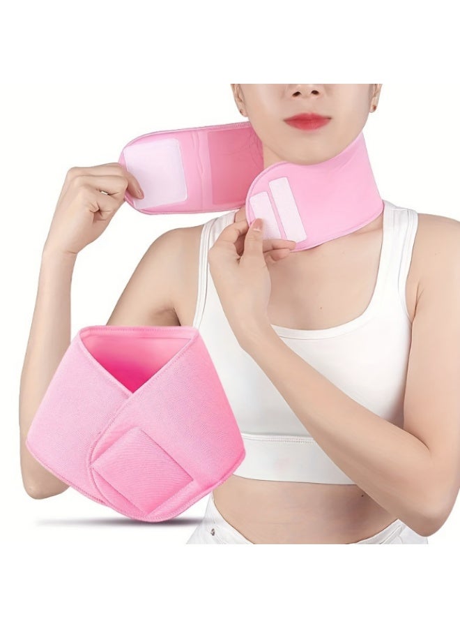 خاجول قطعة واحدة قناع رقبة جل سبا للعناية بالبشرة، قناع رقبة وردي قابل لإعادة الاستخدام للشد والترطيب، قناع شد الرقبة لتعزيز امتصاص المنتجات للاستخدام المنزلي - Image 3